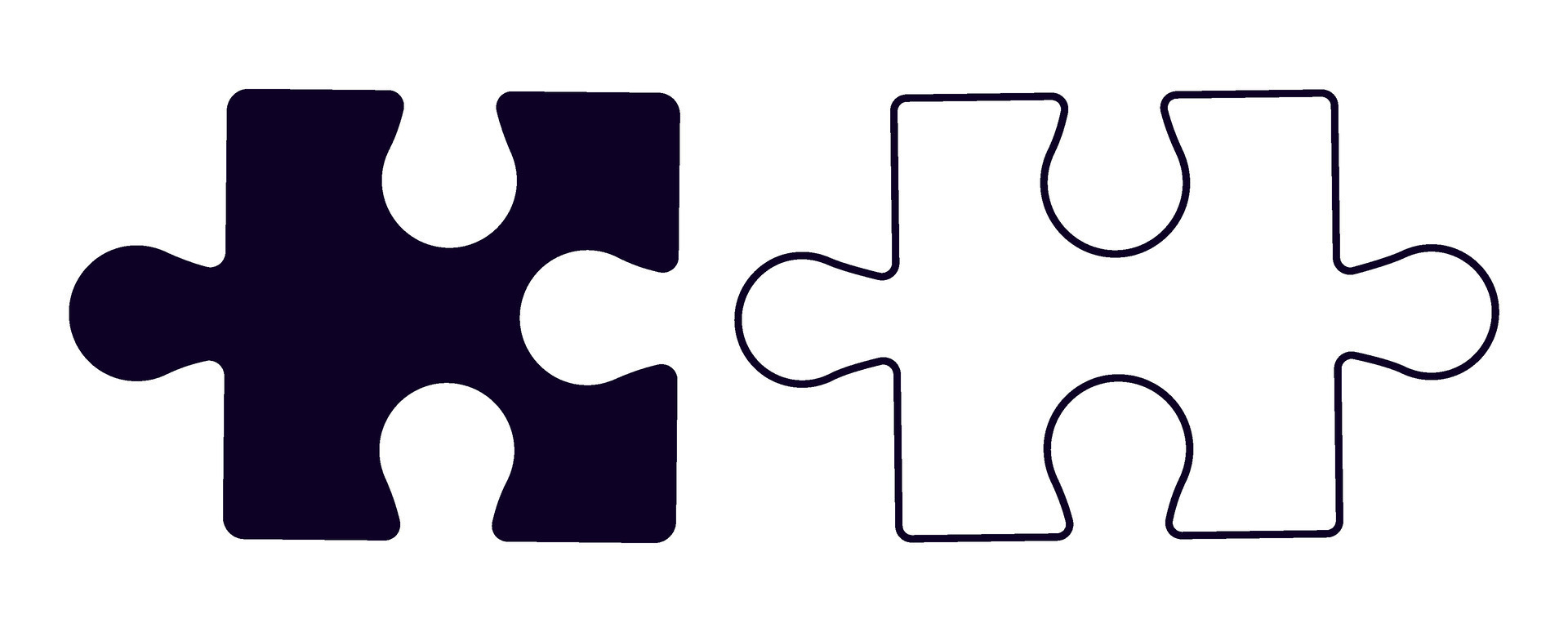 two-simple-vector-puzzle-pieces-black-and-white-isolated-jigsaw-game