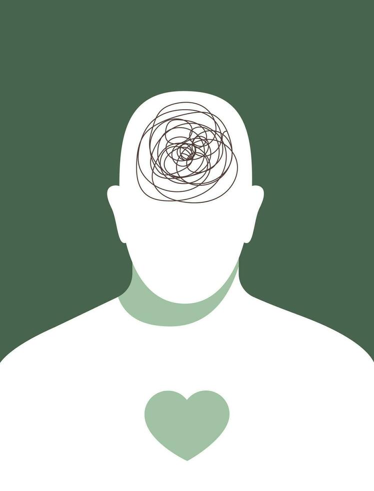 Man faceless silhouette with scribbled brains vector