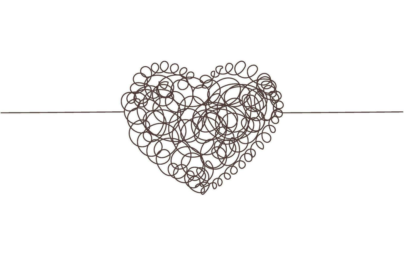 Scribble heart shape line divider. vector