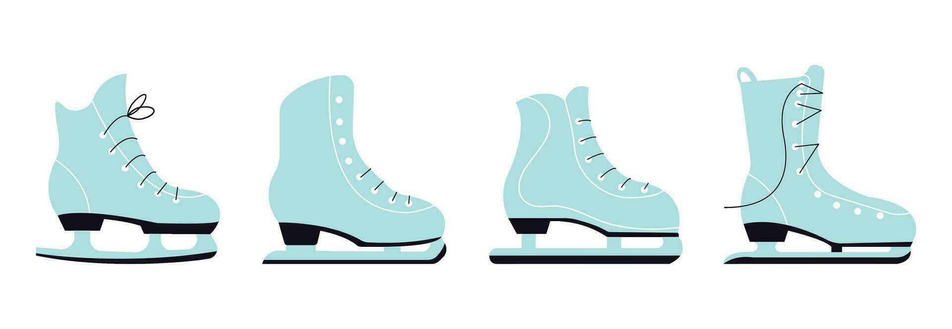 Different style ice skating shoe set. vector