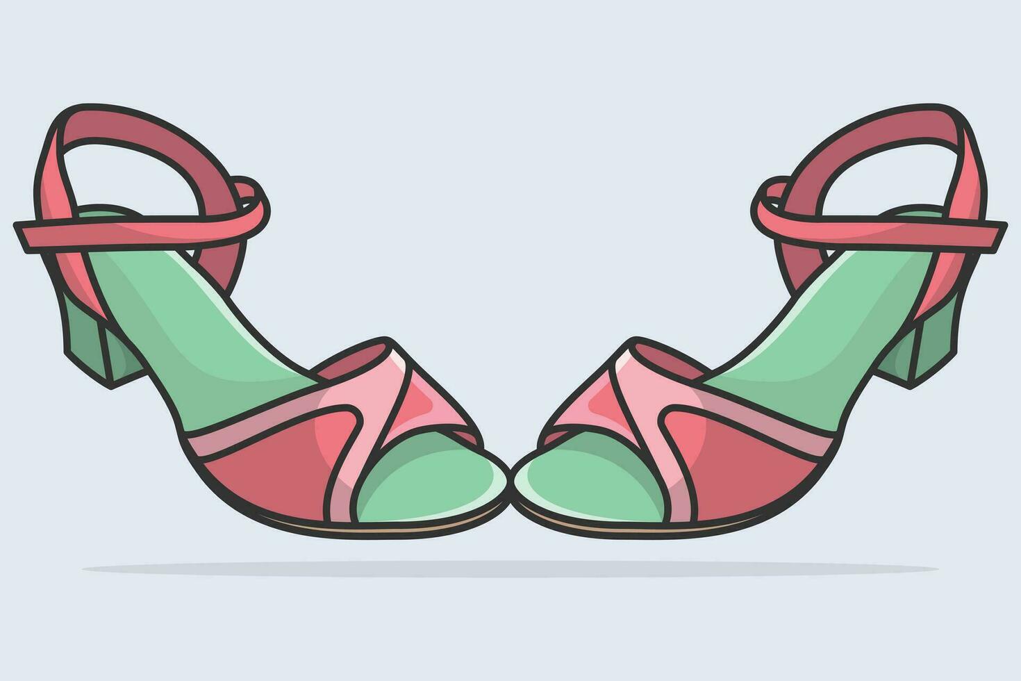 par de muchachas hermosa calzado sandalias vector ilustración. belleza Moda objetos icono concepto. nuevo llegada mujer fiesta sandalias Zapatos par vector diseño.