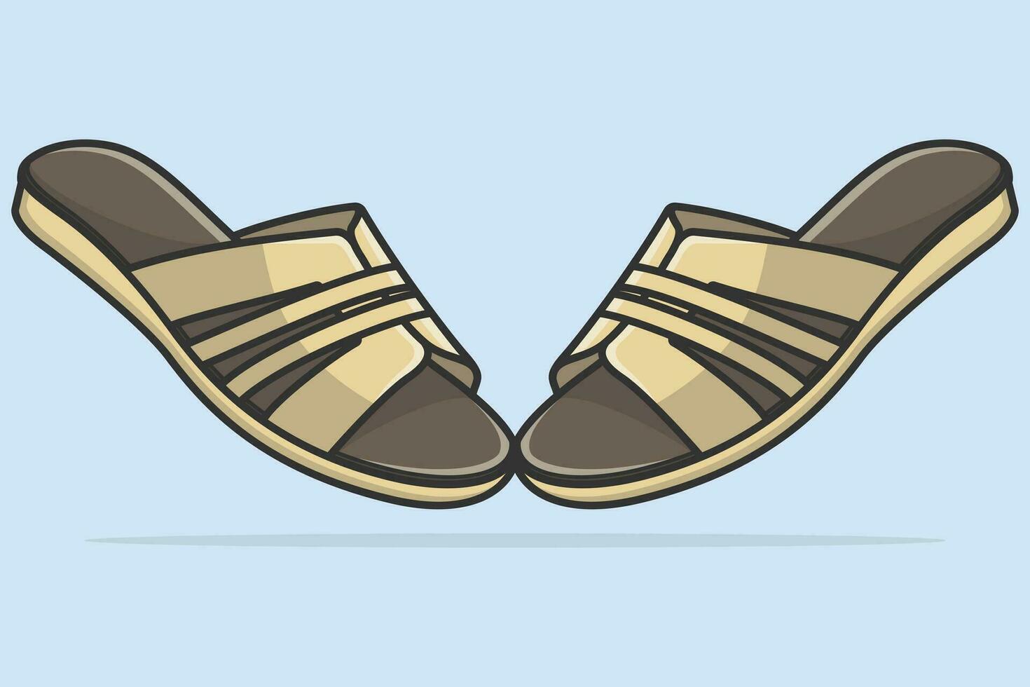 Pair Of Women Flat Slipper Shoes vector illustration. Beauty fashion objects icon concept. Fashionable woman unique slipper pair vector design with shadow.