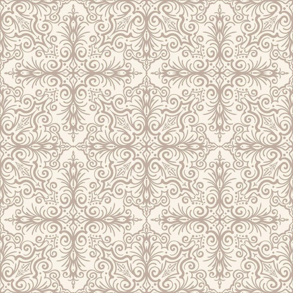 real damasco sin costura modelo. oriental tradicional lujo antecedentes. sutil oro ornamento, repetir losas, moderno diseño para textil, tela, fondo de pantalla vector