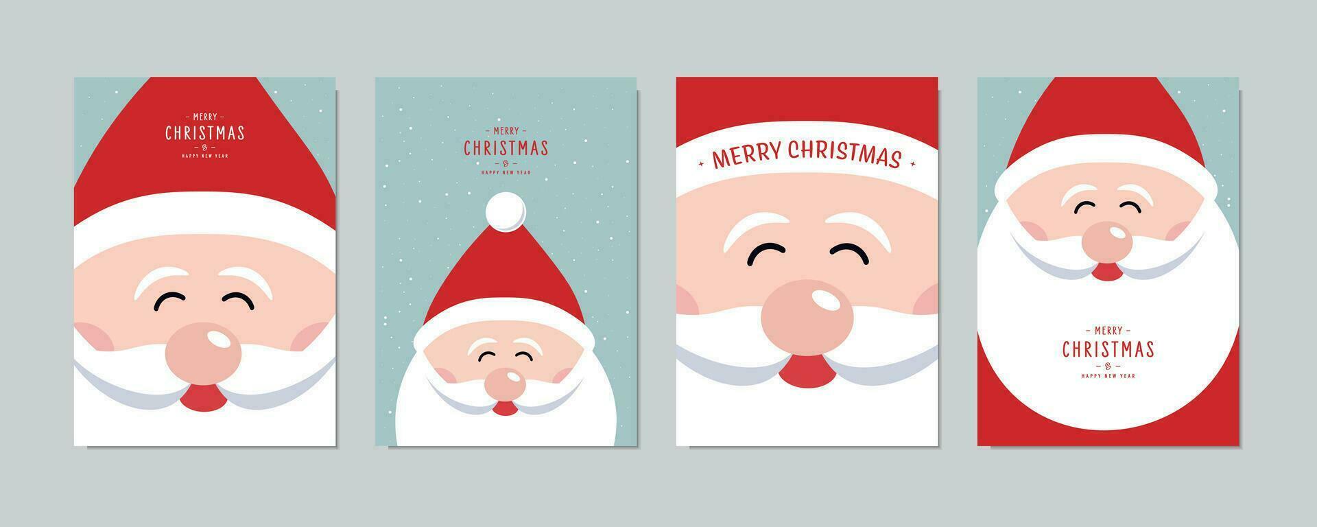 Navidad tarjeta colocar. alegre Navidad y contento saludo deseos linda Papa Noel claus letras vector. vector