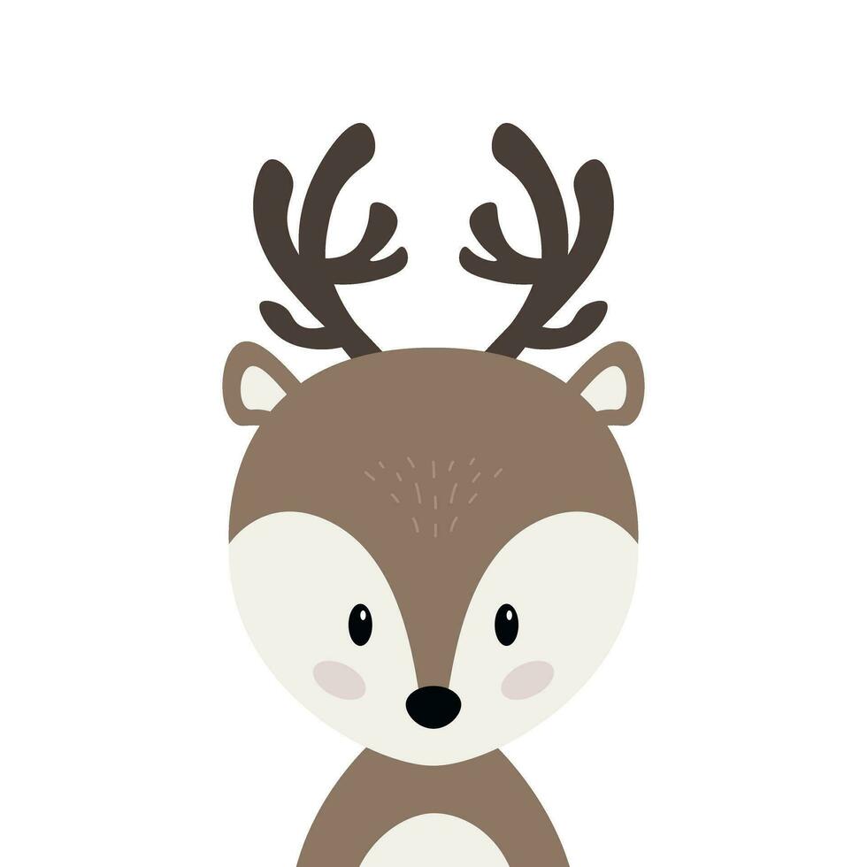 Christmas reindeer cute character vector isolated white background