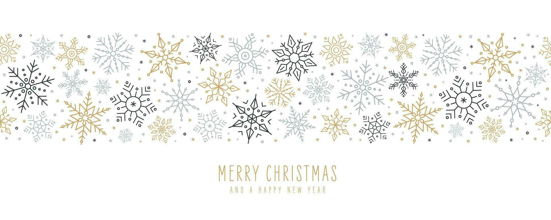 Merry Christmas greeting card with snowflakes banner white background vector