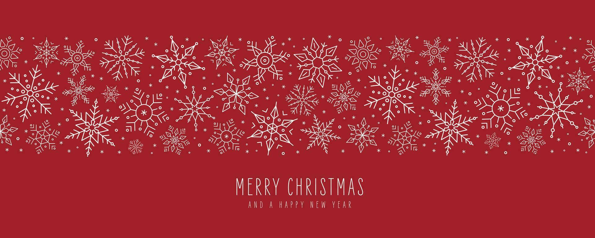 Merry Christmas greetings card snowflakes banner red background vector