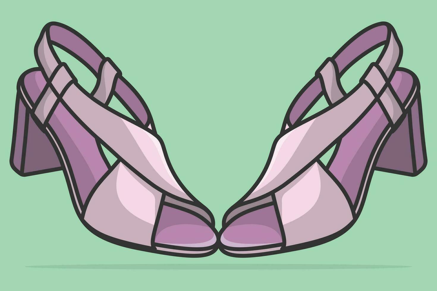 Elegant Ladies Footwear Sandals Shoes Pair vector illustration. Beauty fashion objects icon concept. Pair of new arrival women fashion sandals vector design.