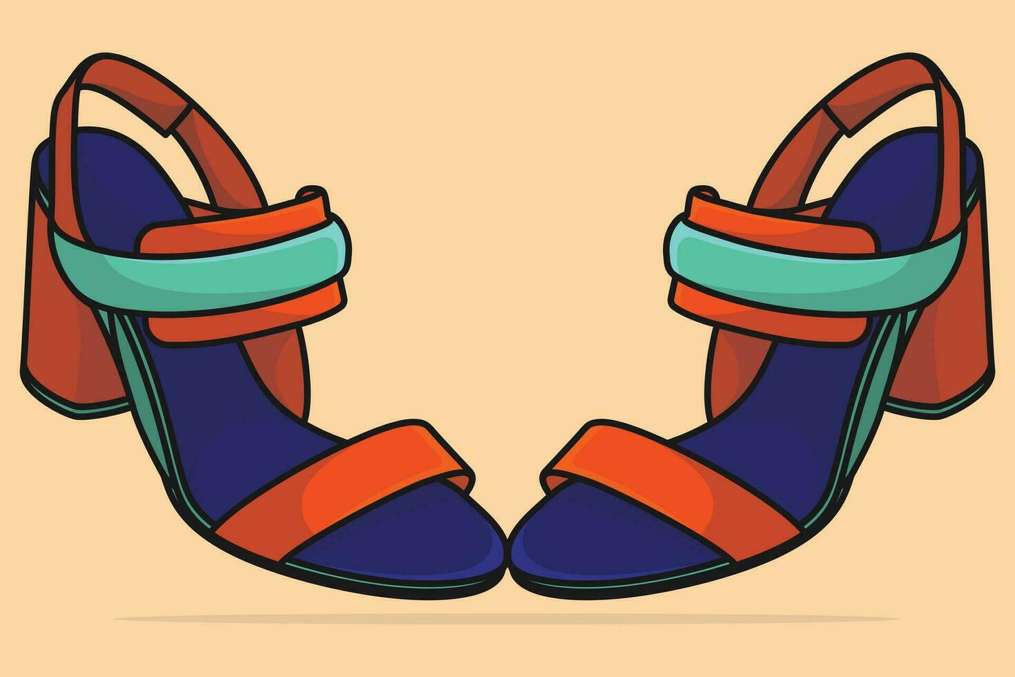 Pair Of Trendy Women Sandals or Slipper Fashion Slipper vector illustration. Beauty fashion objects icon concept. Girls fashion feet wearing sandals pair vector design.