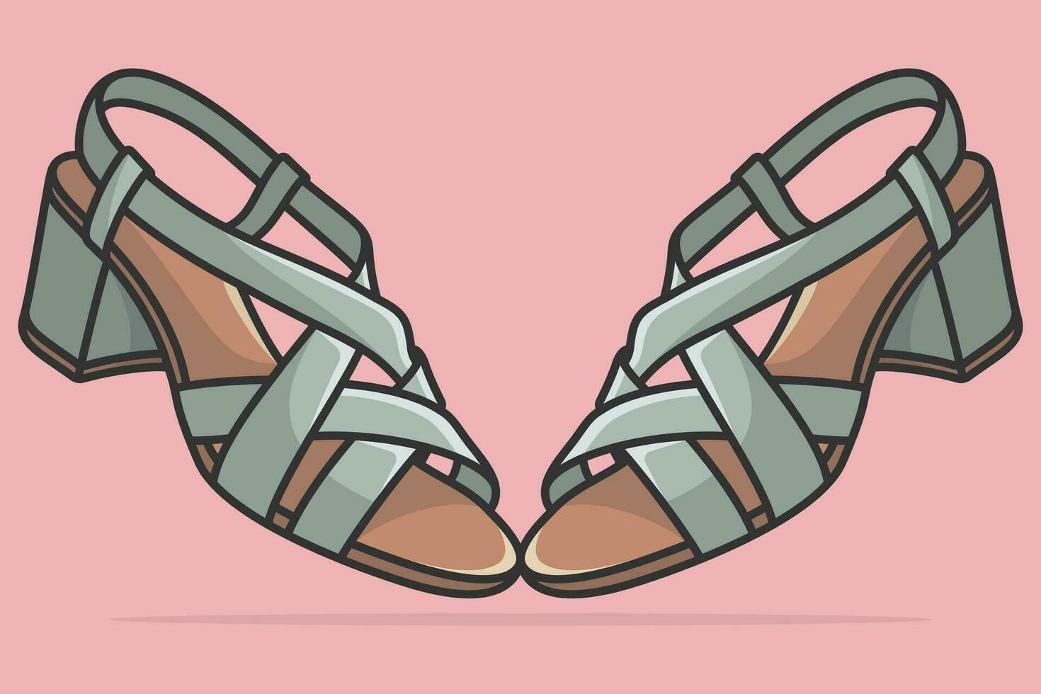Pair Of Elegant Ladies Footwear Sandals Shoes vector illustration. Beauty fashion objects icon concept. New arrival women fashion sandals pair vector design.