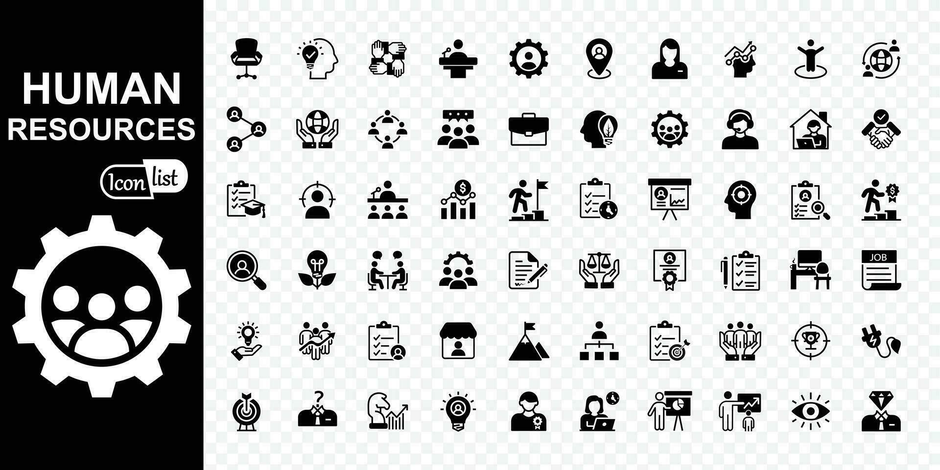 Human Resource editable icons collection. Simple vector illustration.