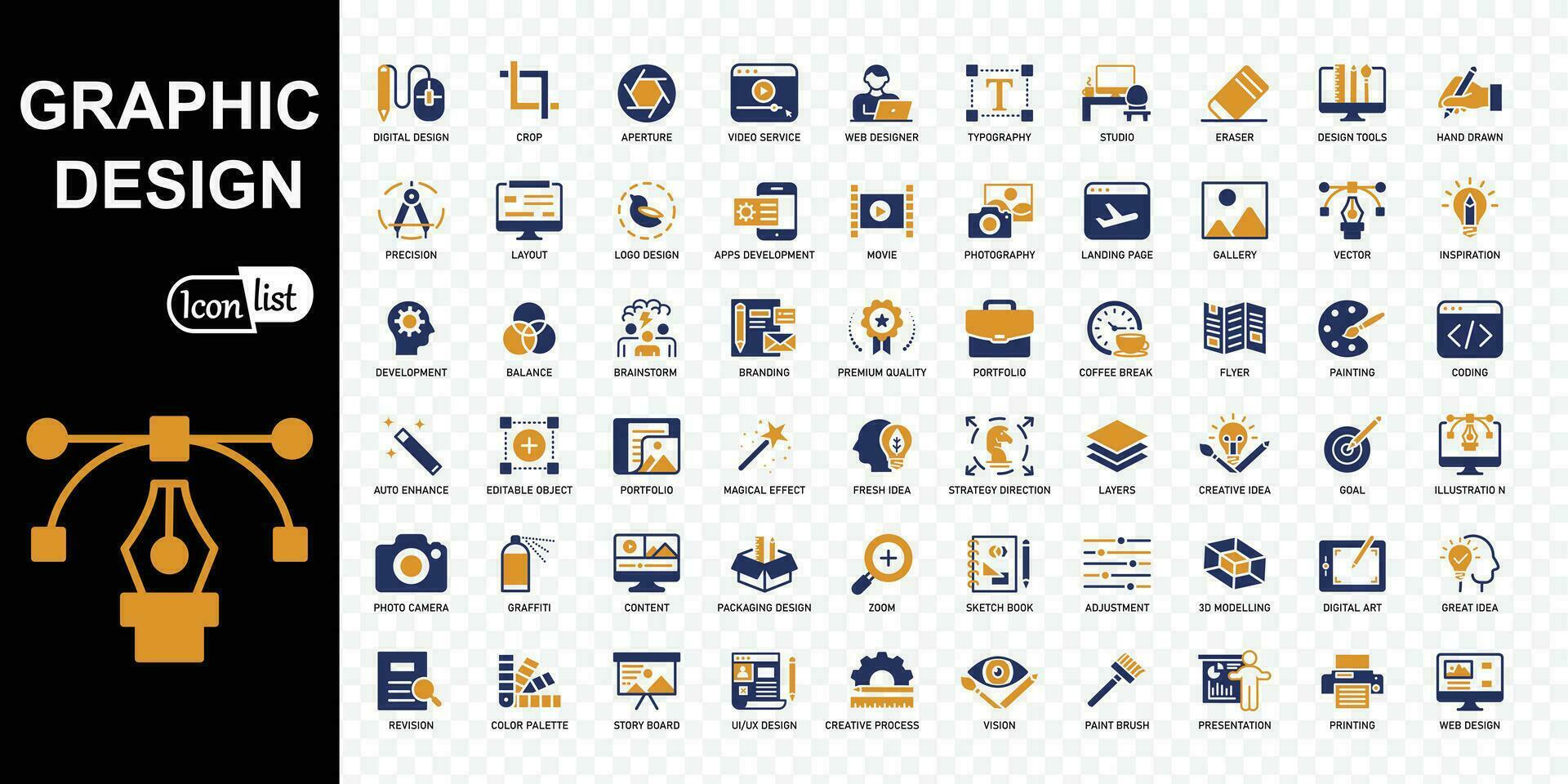 Graphic design editable colored icons collection. Simple vector illustration.