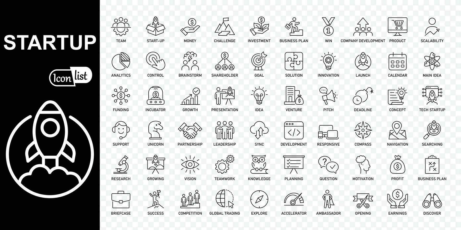 Startup editable stroke icons collection. Thin line icons set. Simple vector illustration.