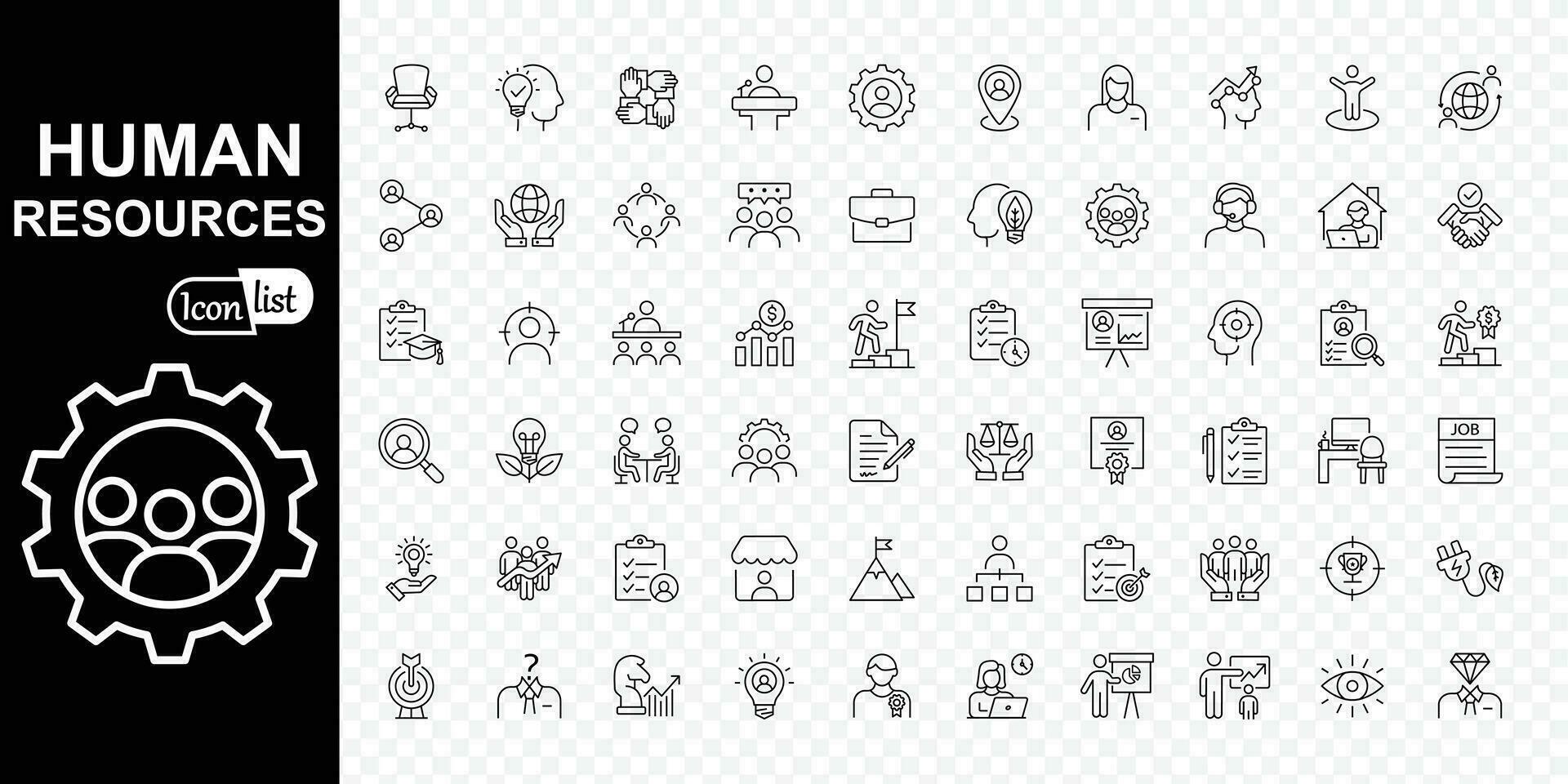 Human Resource editable stroke icons collection. Thin line icons set. Simple vector illustration.