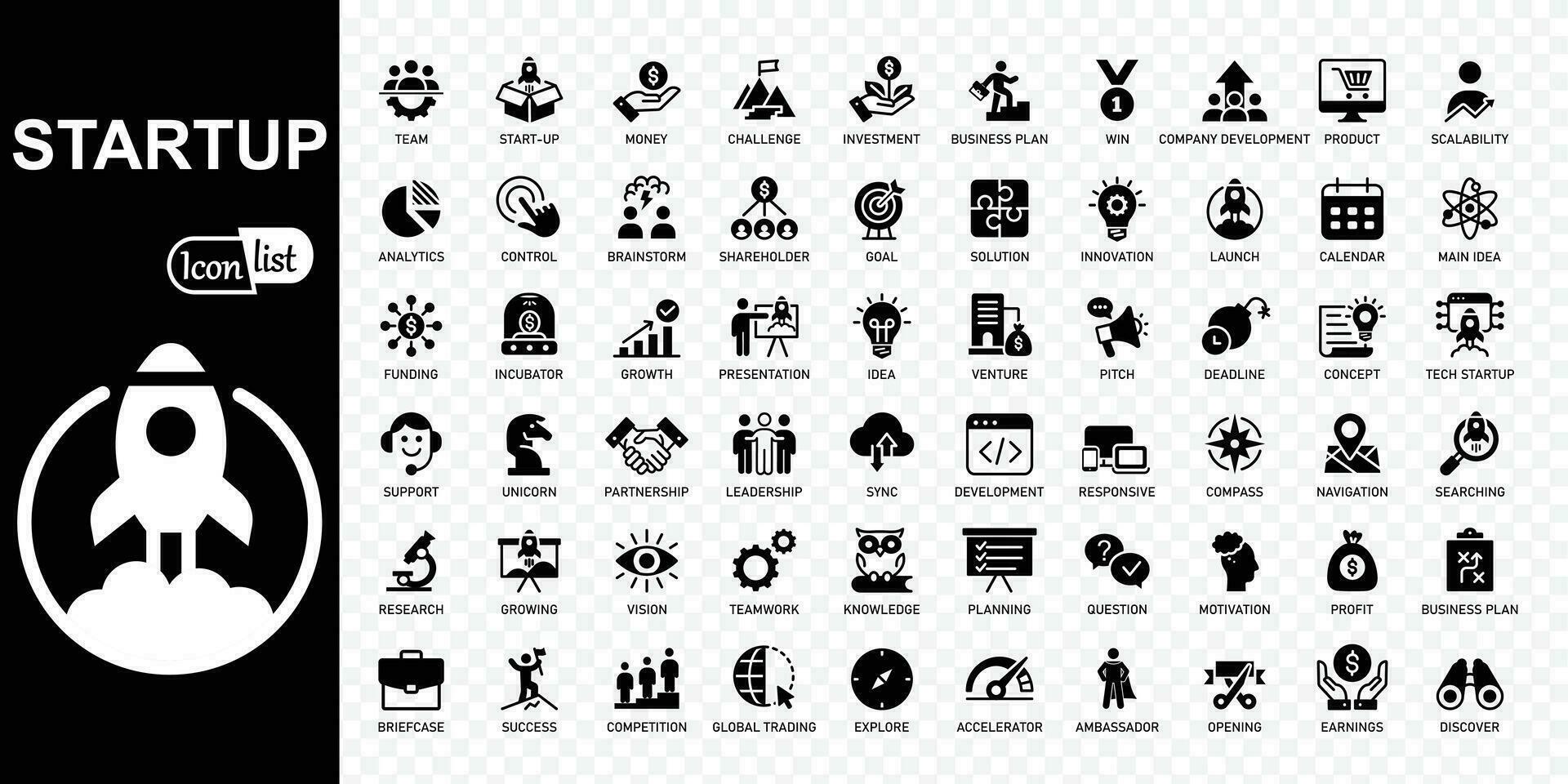 Startup editable icons collection. Simple vector illustration.