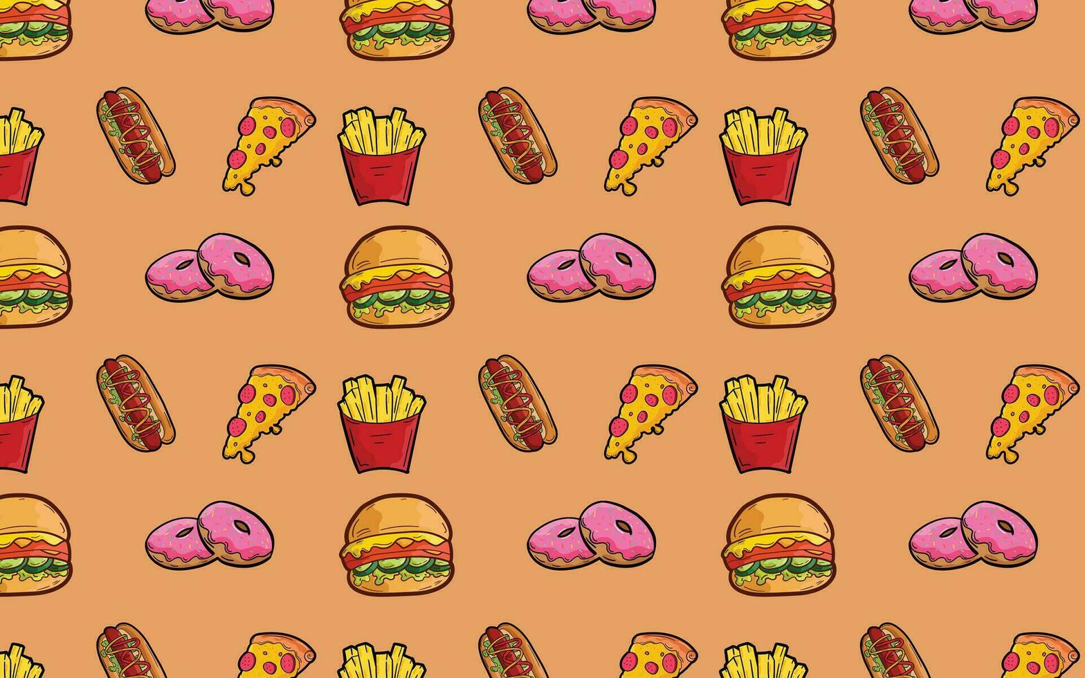 a pattern of fast food and french fries vector