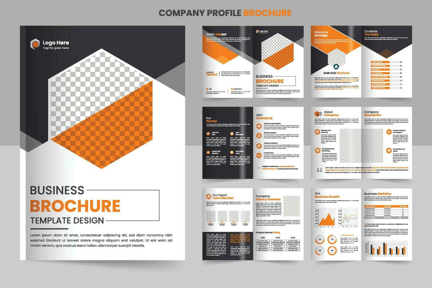 Company profile brochure design, minimal multipage business brochure template design, annual report, corporate company profile, editable template layout vector