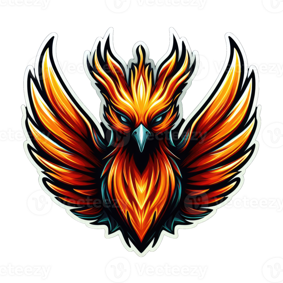 AI generated Phoenix Rising in Flames, Sticker png