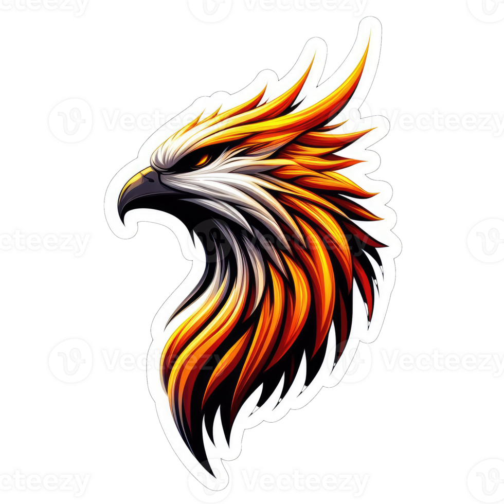 AI generated Phoenix Rising in Flames, Sticker png