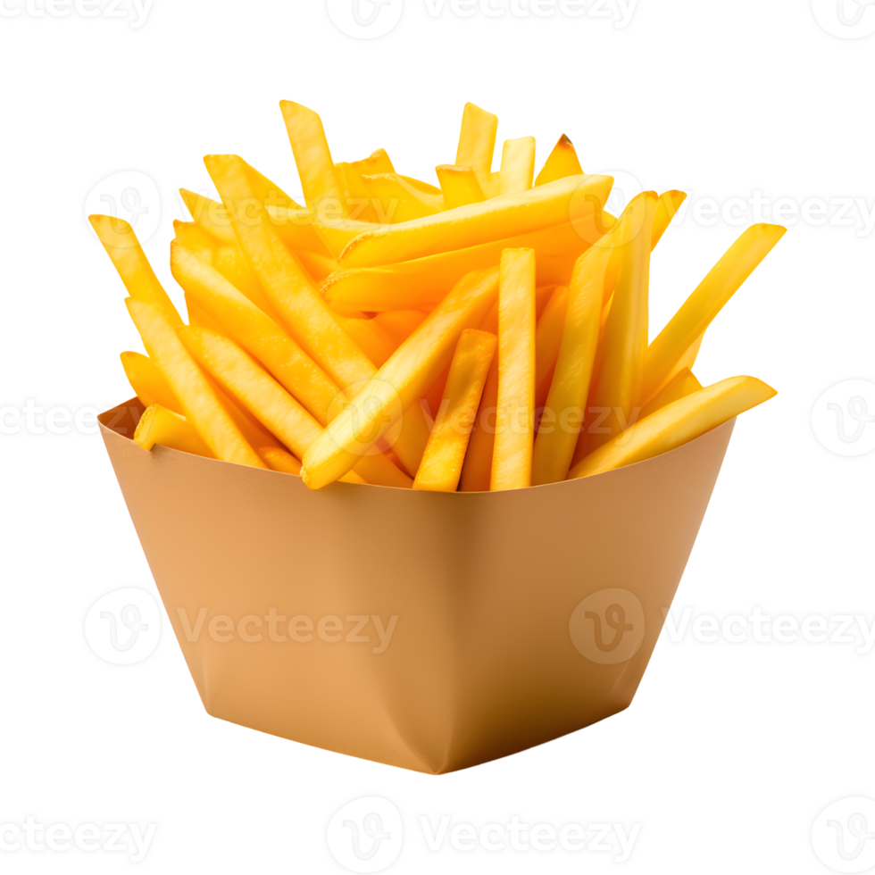 AI generated French Fries in a Paper Cup Isolated on Transparent Background png