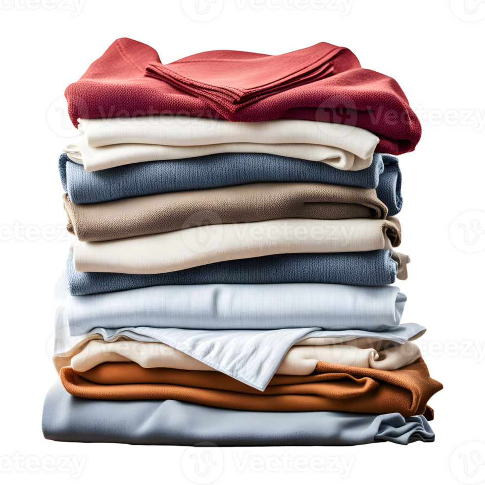 AI generated Stack of Clean Clothes Isolated on Transparent Background png