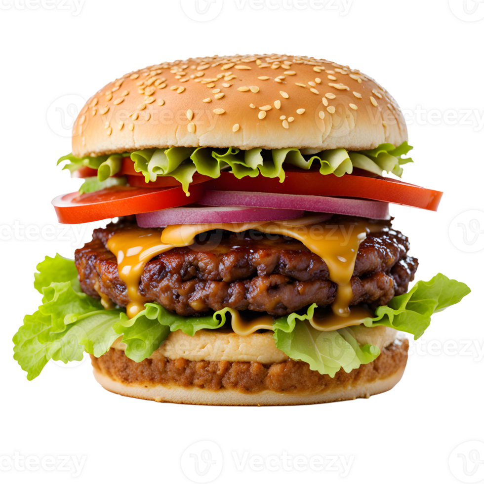 AI generated Tasty Burger Fast Food Meal Isolated on Transparent Background png