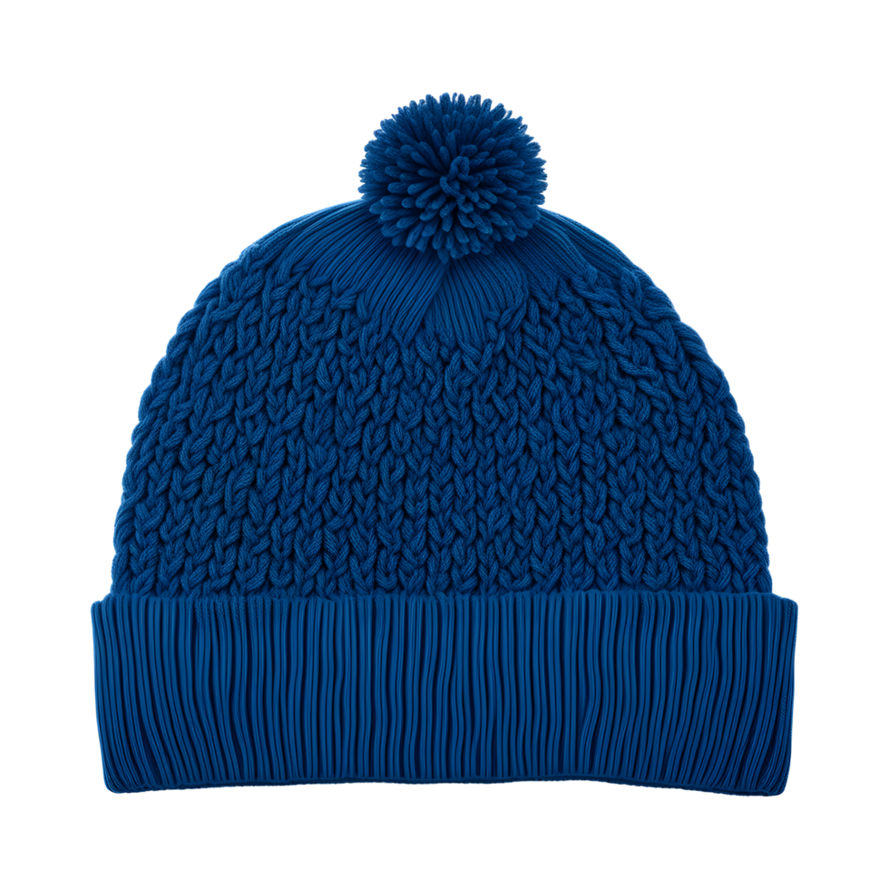 AI generated Blue Knitted Beanie Hat Isolated on Transparent Background png
