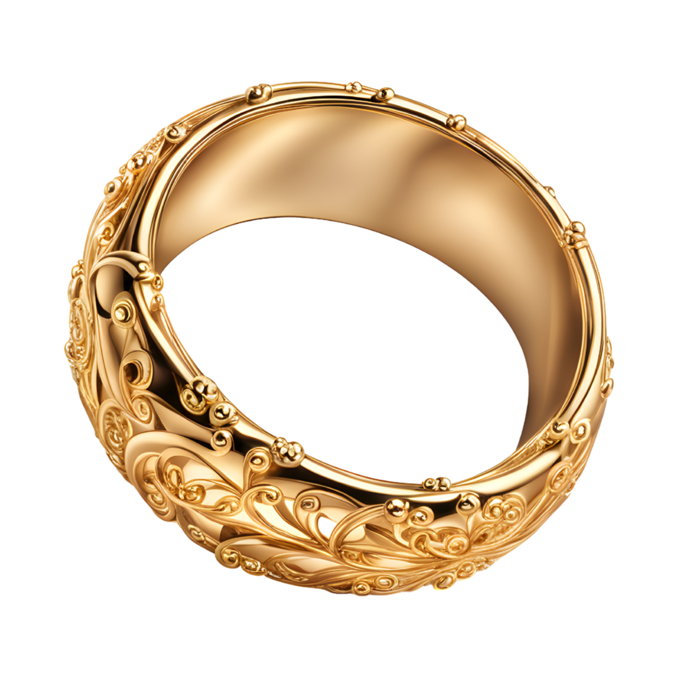 AI generated Golden Ring Isolated on Transparent Background png