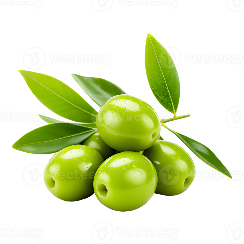 AI generated Green Olive Branch Isolated on White Background png