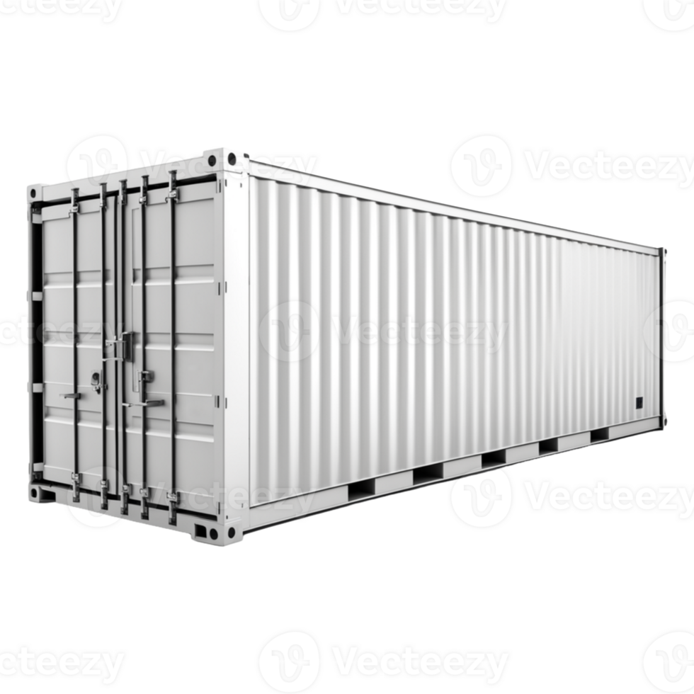 AI generated White Shipping Container Isolated on Transparent Background png
