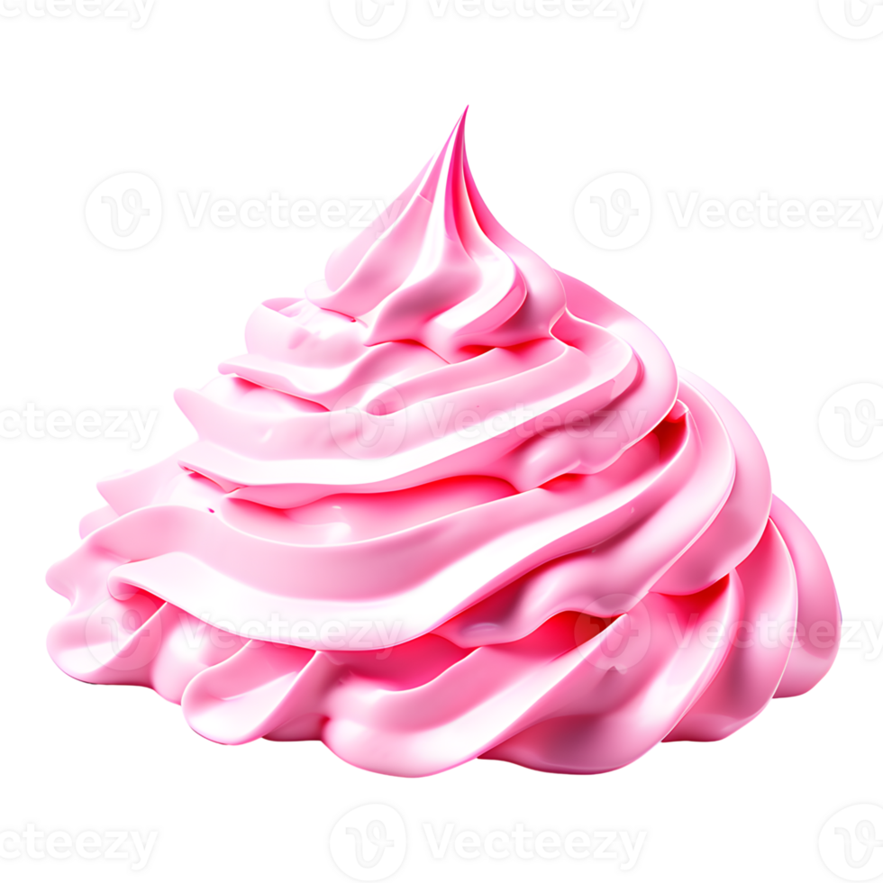 AI generated Pink Whipped Cream Swirl Isolated on Transparent Background png