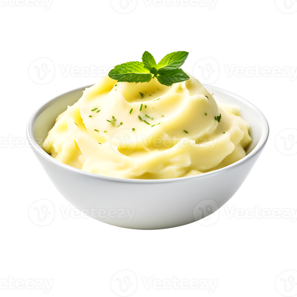 AI generated Mashed Potatoes in Bowl Isolated on Transparent Background png