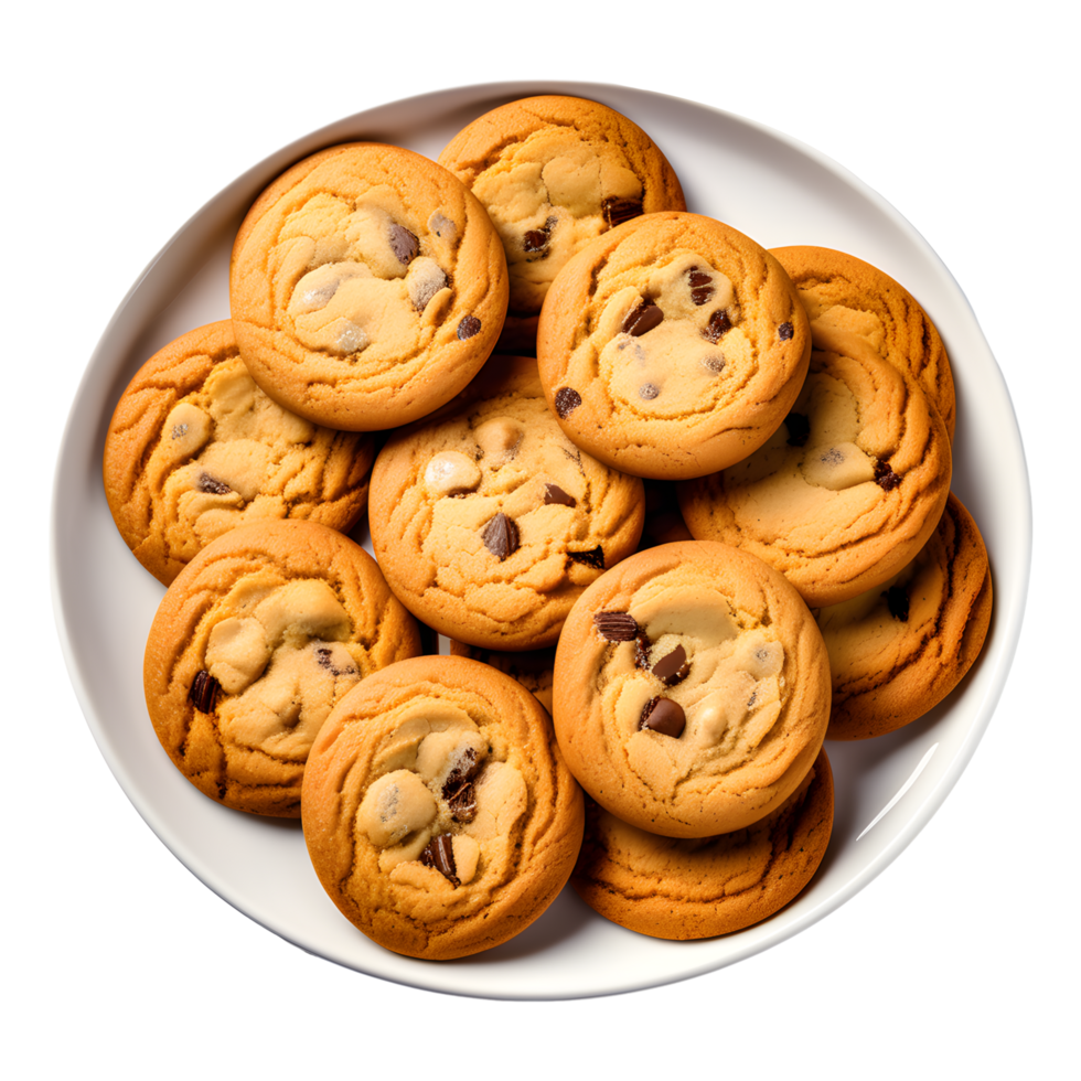 AI generated Plate of Chocolate Cookies Isolated on a Transparent Background png