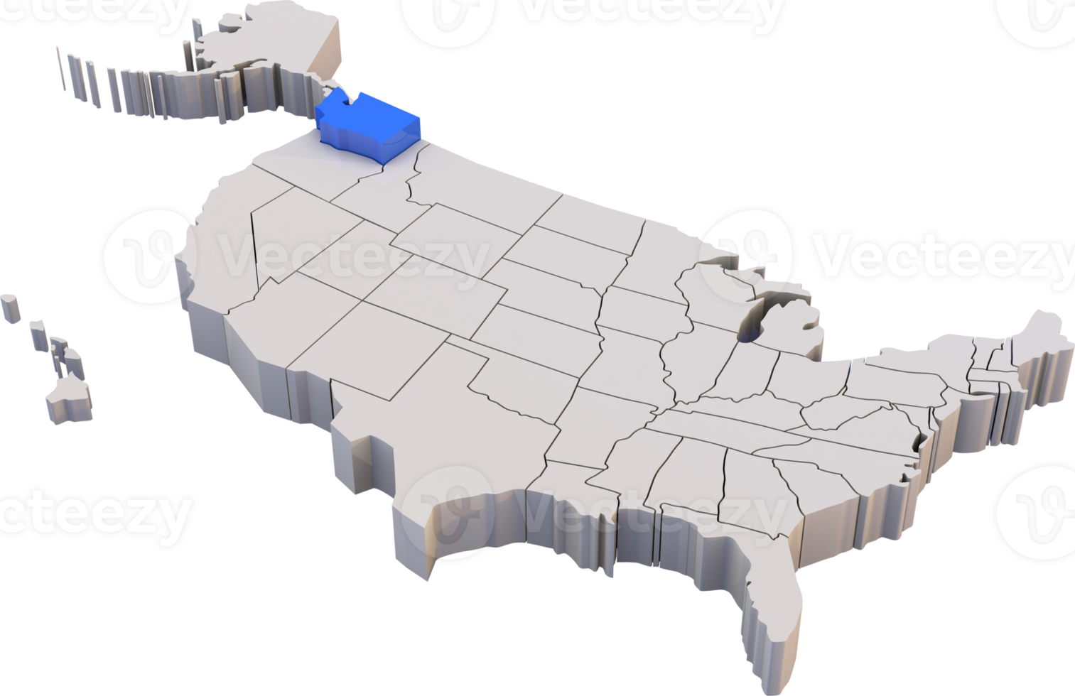 Washington state of USA map png