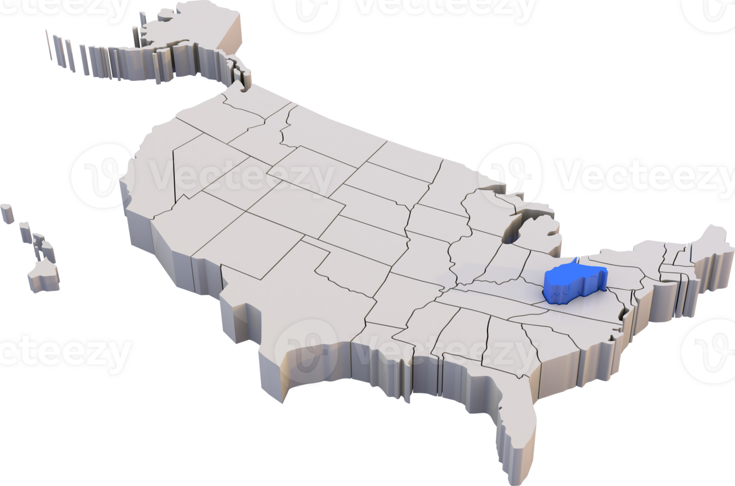 West Virginia state of USA map png
