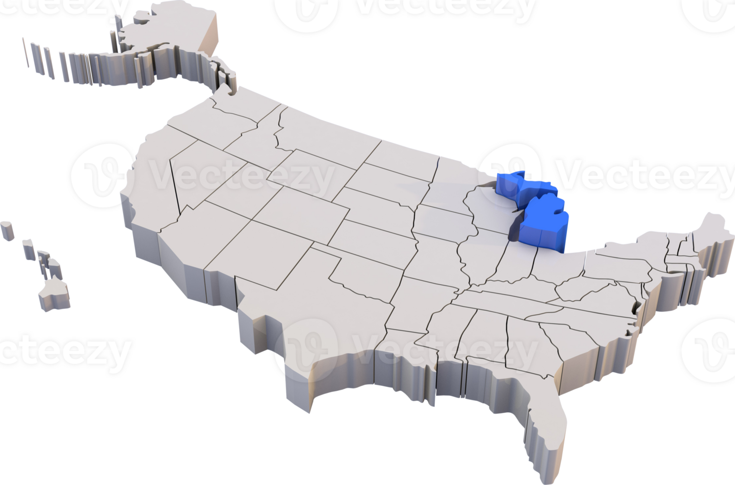 Michigan state of USA map png