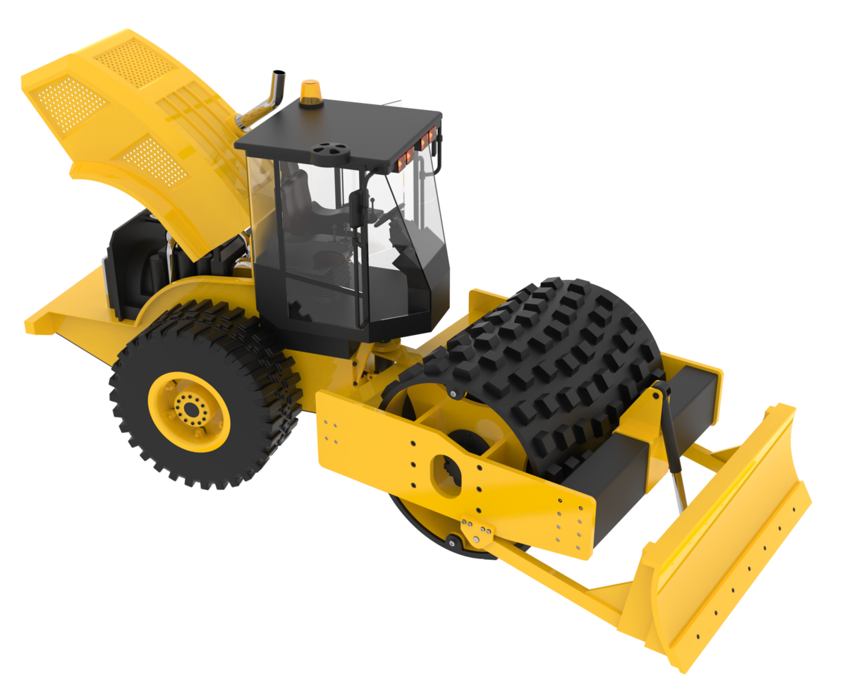 Road roller isolated on background. 3d rendering - illustration png