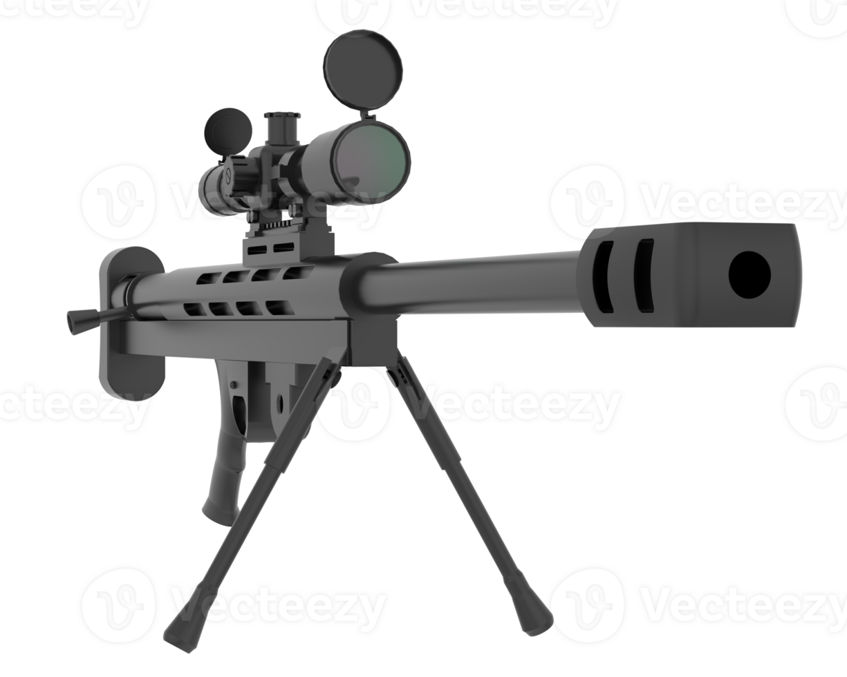 Firearm with scope isolated on background. 3d rendering - illustration png