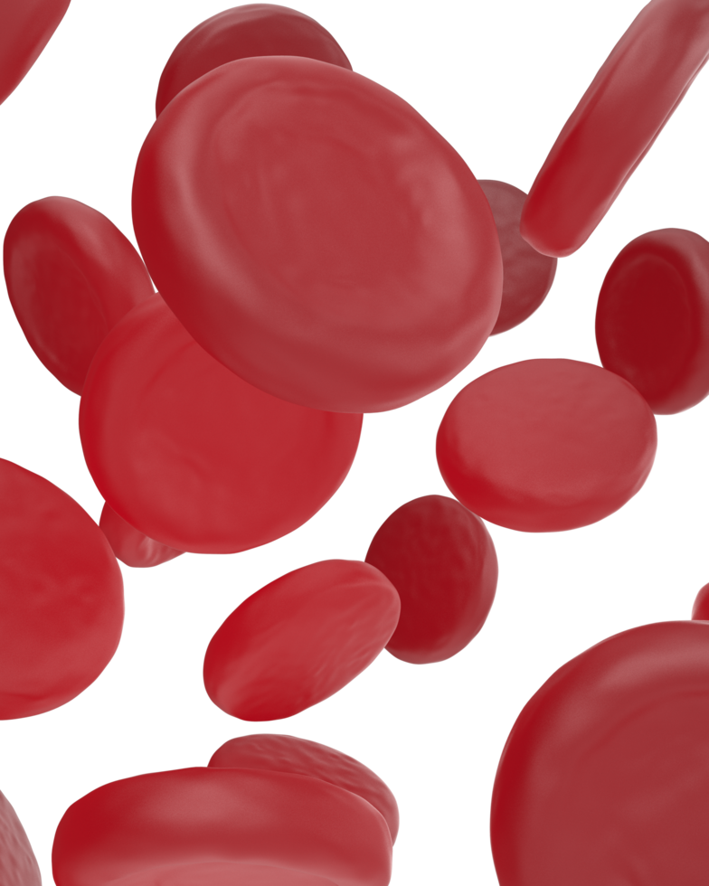 Red cells scene isolated on background. 3d rendering - illustration png