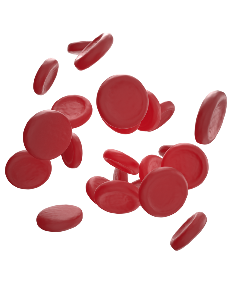 Red cells scene isolated on background. 3d rendering - illustration png