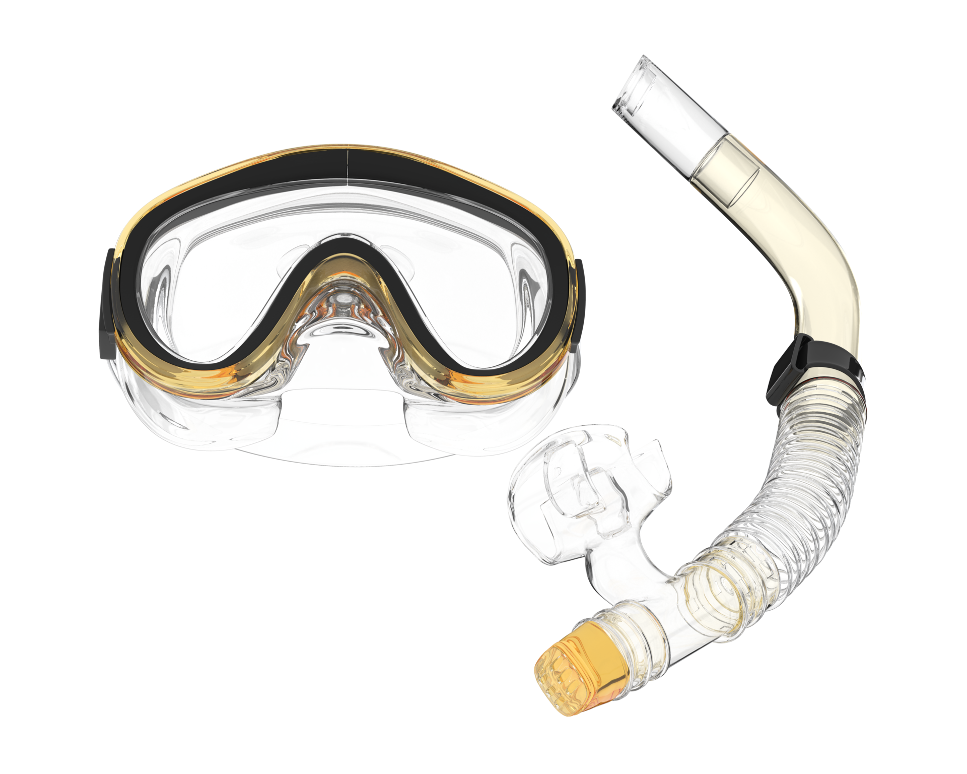 Snorkeling dive mask isolated on background. 3d rendering