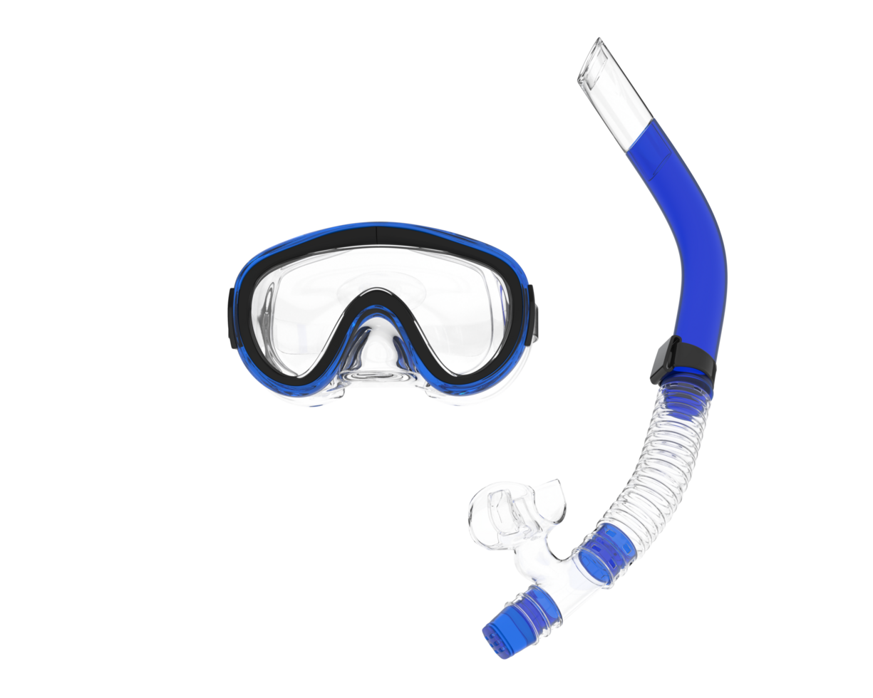 Snorkeling dive mask isolated on background. 3d rendering - illustration png