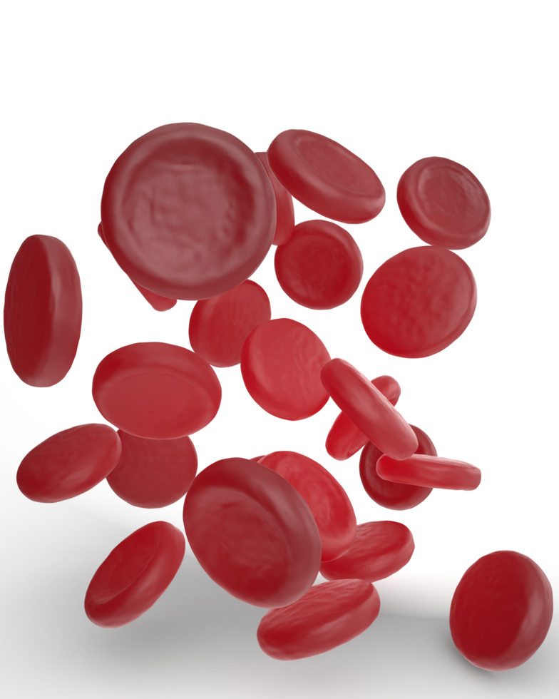 vermelho células cena isolado em fundo. 3d Renderização - ilustração png