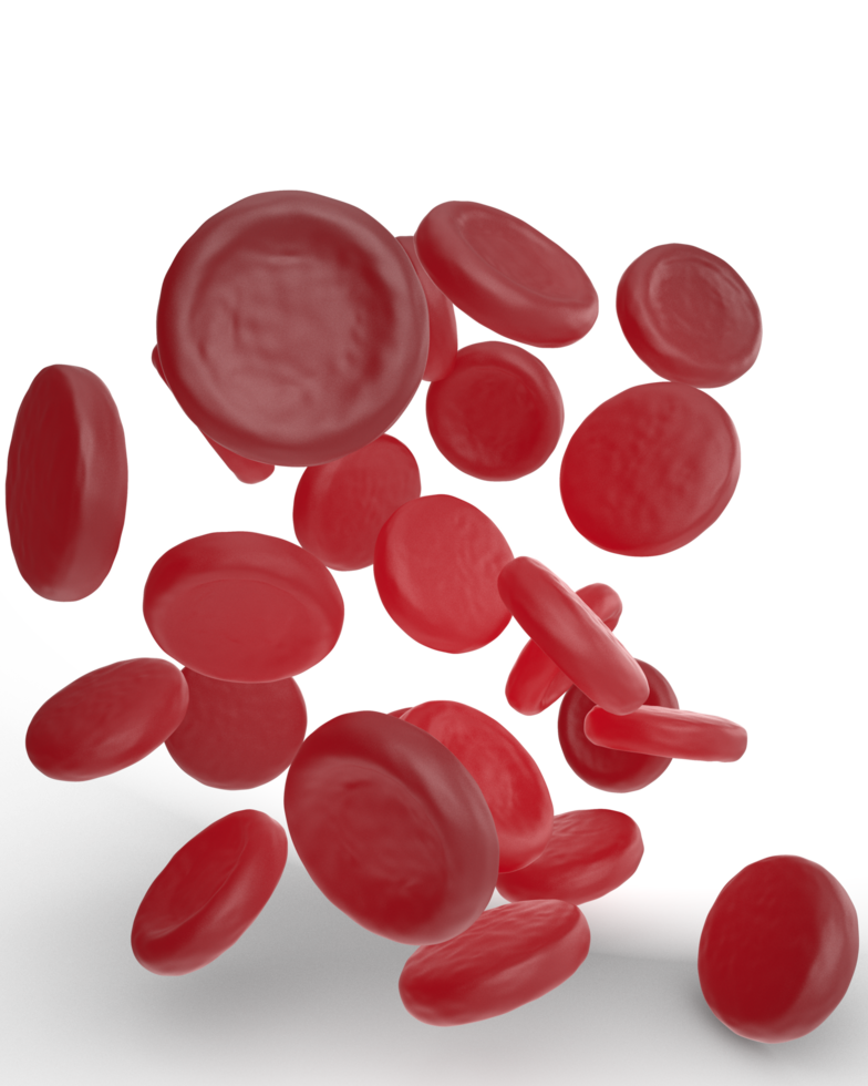 Red cells scene isolated on background. 3d rendering - illustration png