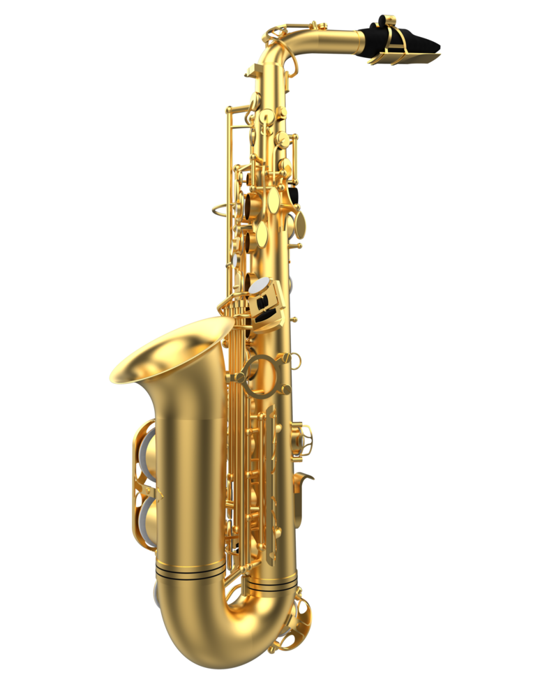 saxofón aislado en antecedentes. 3d representación - ilustración png