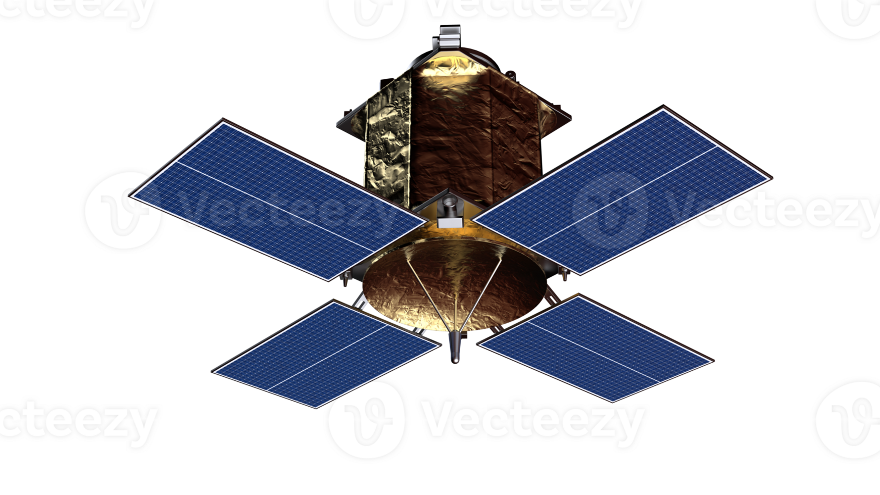 Space satellite orbiting in space. 3d rendering - illustration png