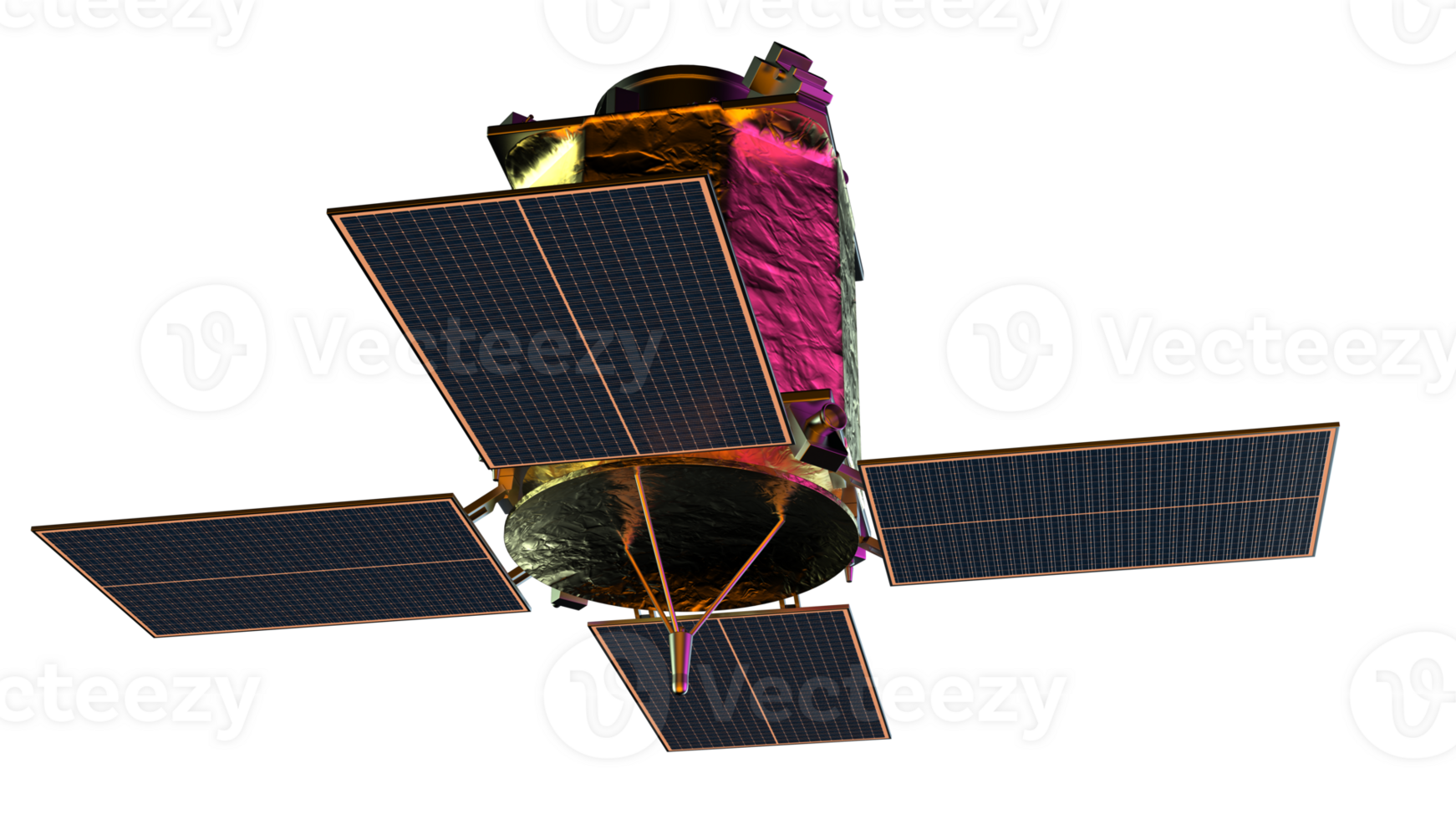 ruimte satelliet in een baan om de aarde in ruimte. 3d renderen - illustratie png