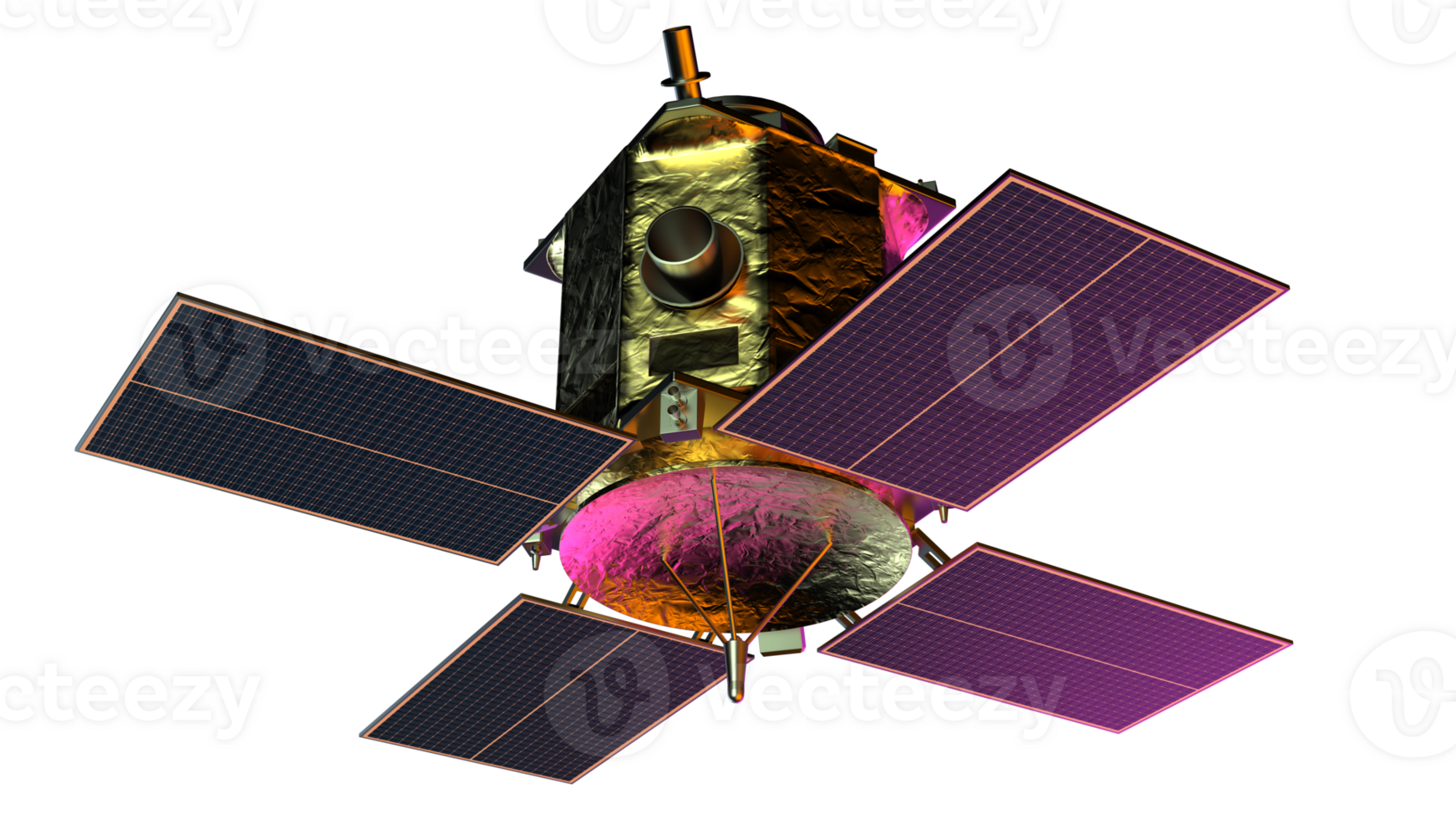 ruimte satelliet in een baan om de aarde in ruimte. 3d renderen - illustratie png