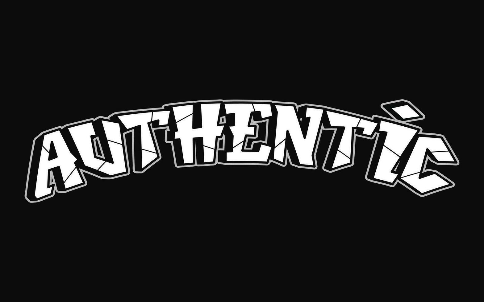 Authentic - single word, letters graffiti style. Vector hand drawn logo. Funny cool trippy word Authentic, fashion, graffiti style print t-shirt, poster concept