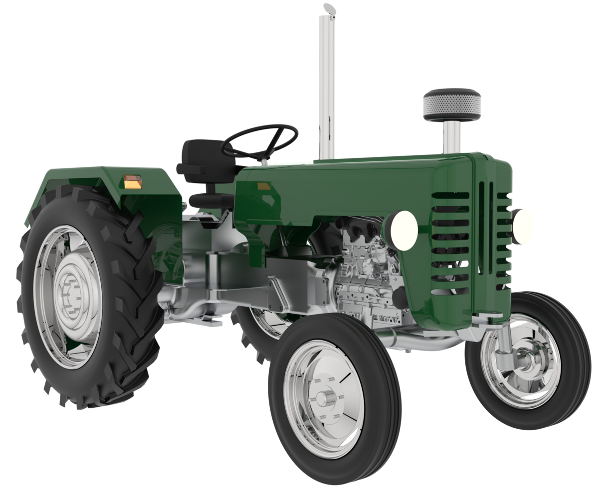 Old tractor isolated on background. 3d rendering - illustration png